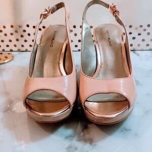 BANDOLINO WOMEN'S MELT PEEP TOE PATENT SLINGBACK/ PINK/ TAUPE - Women's Size 10M